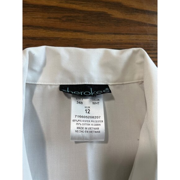 Cherokee UWG Nursing white long sleeved button front lab coat jacket size 12 - Picture 4 of 7